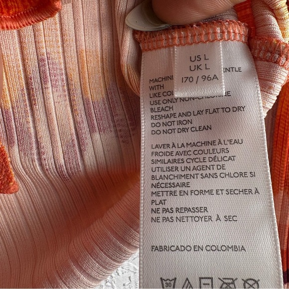 Urban Outfitters Bold Orange Chevron Ribbed Crop Button Up Casual Blouse Large - Picture 10 of 11